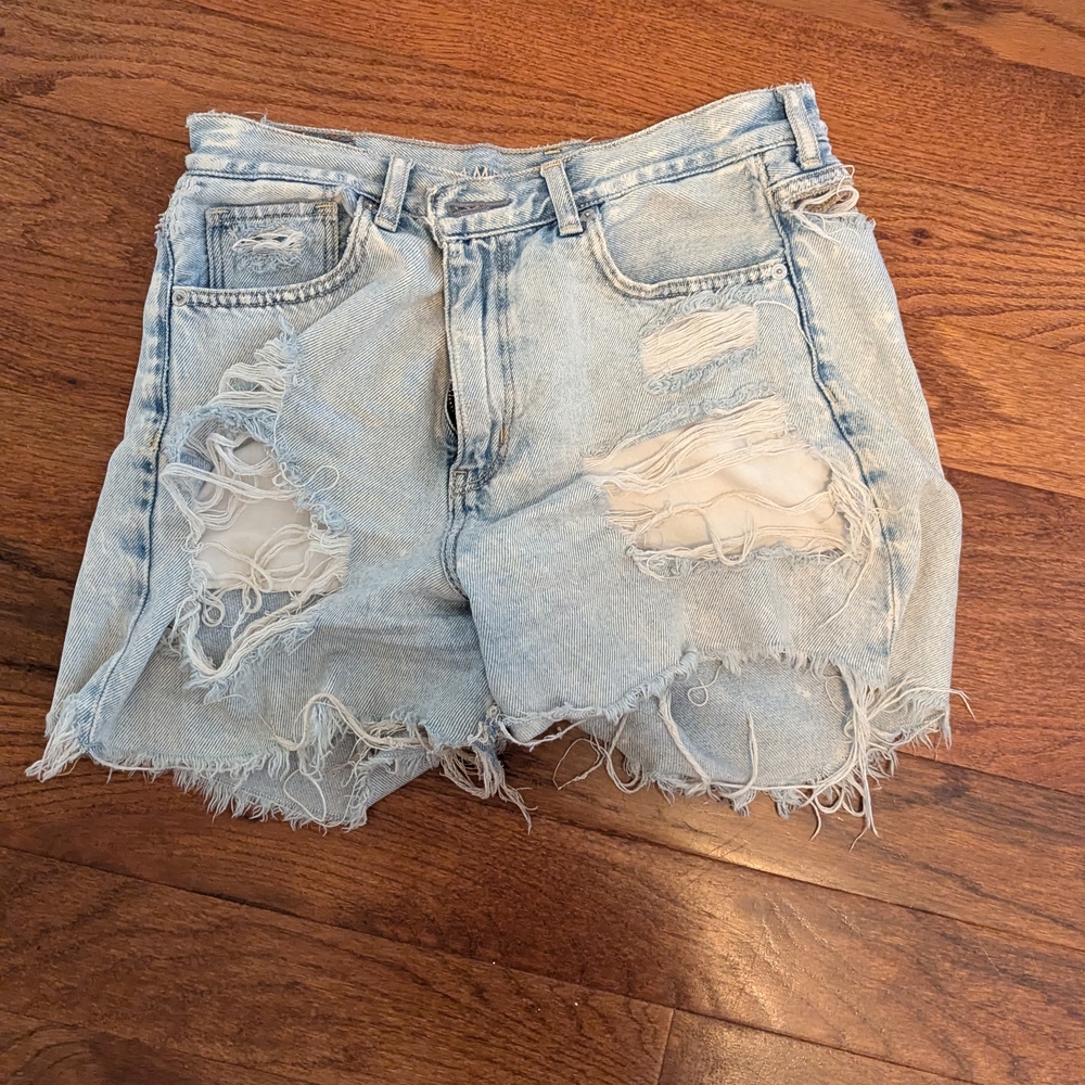 American Eagle Outfitters Blue Jean Shorts Distressed High-Waisted
